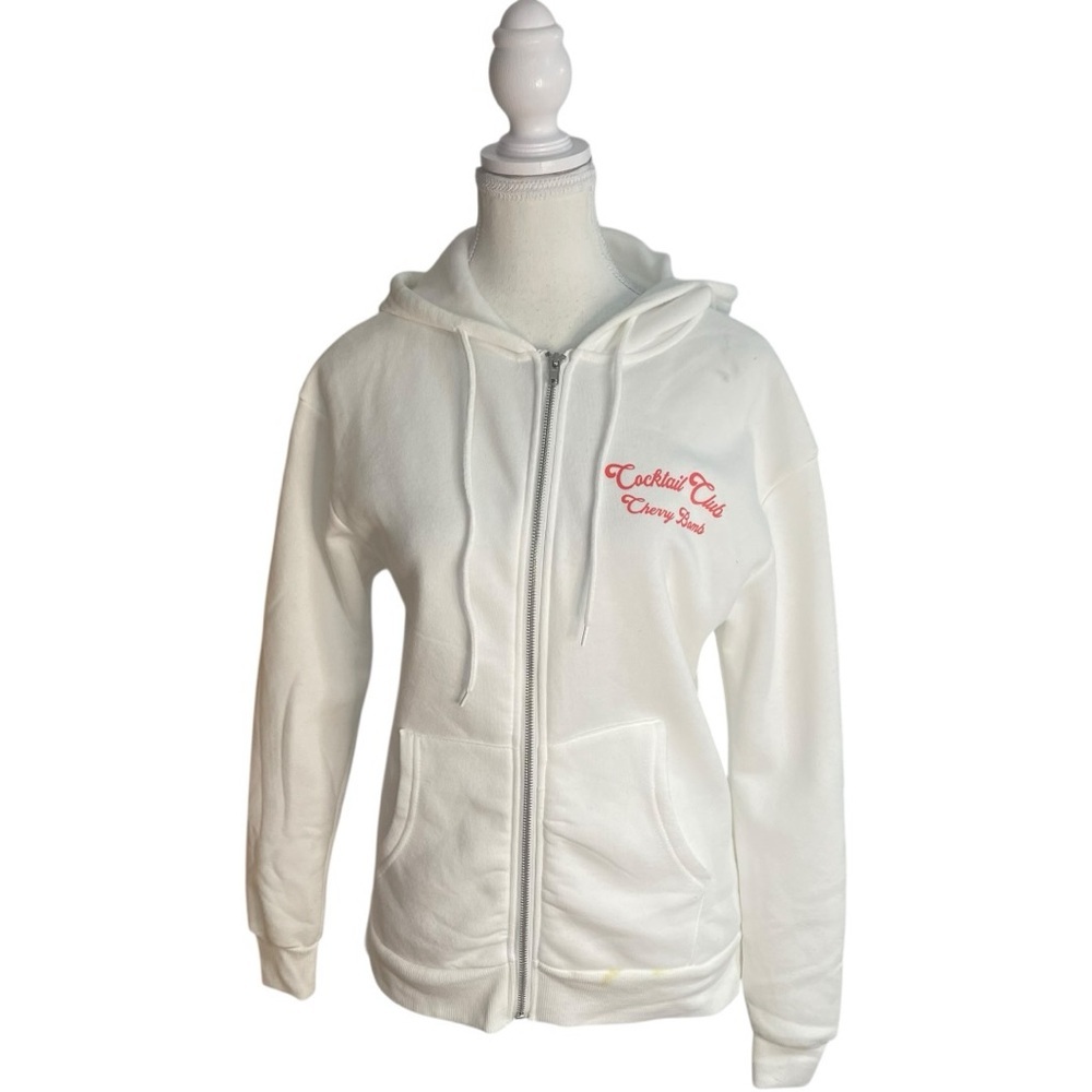 Better Together Cocktail Club Zip Up Fleece Hoodie Sweatshirt White